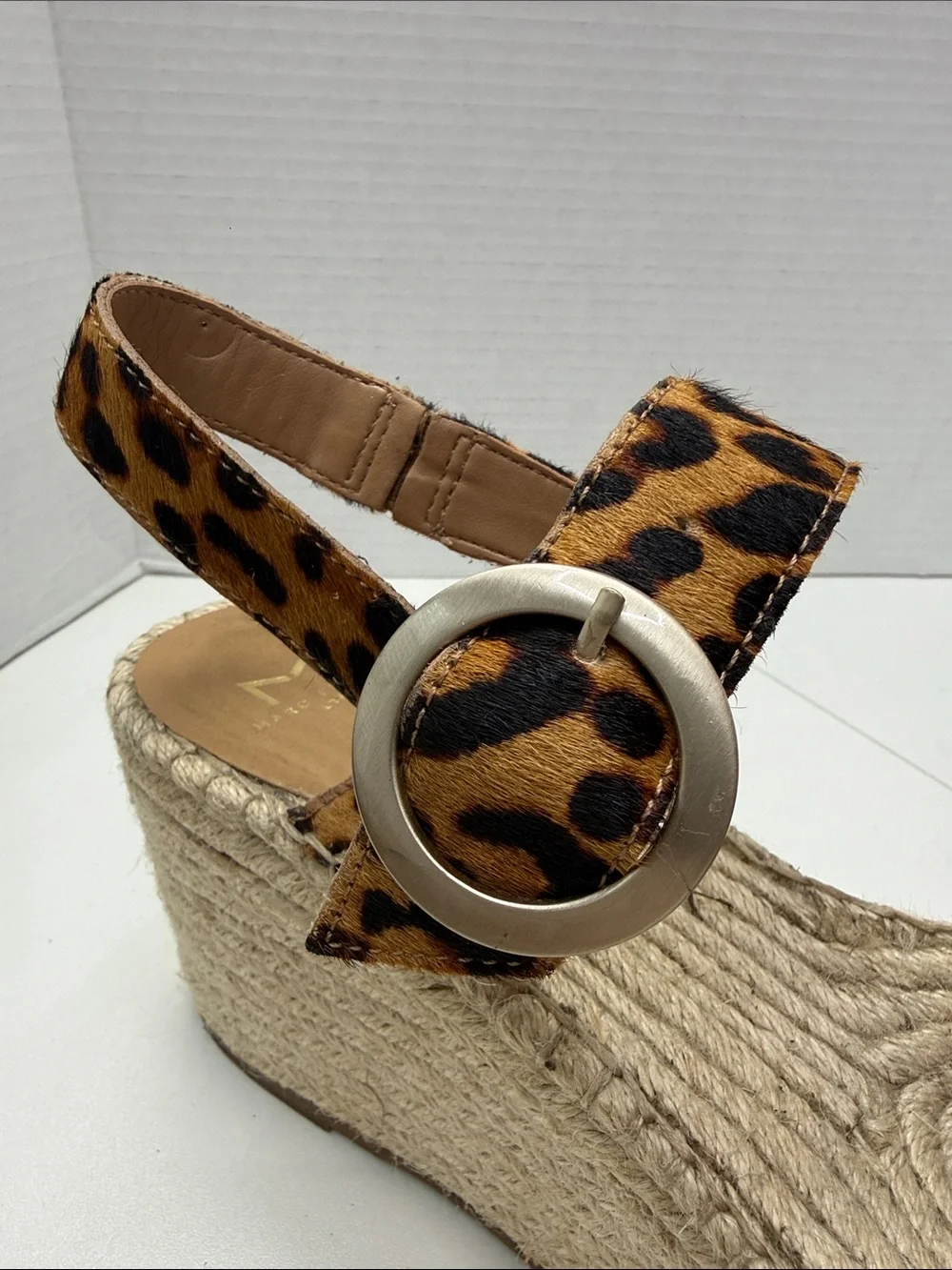 Marc Fisher Leopard Print Espadrille Platform Sandals size 10